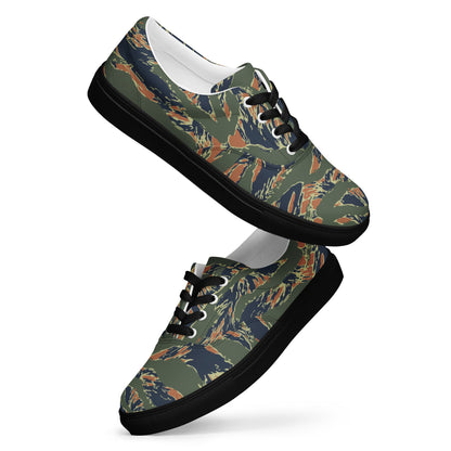 Equador Tiger Stripe Orange CAMO Mens Lace-Up Canvas Shoes - Lace-up