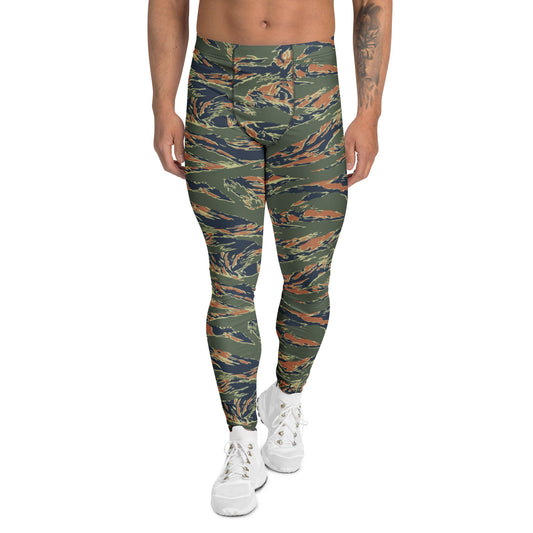 Equador Tiger Stripe Orange CAMO Mens Leggings - XS