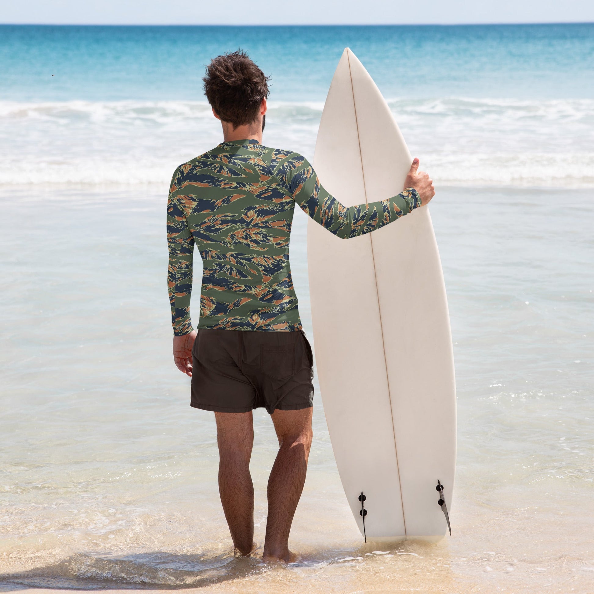 Equador Tiger Stripe Orange CAMO Mens Long-Sleeve Rash Guard