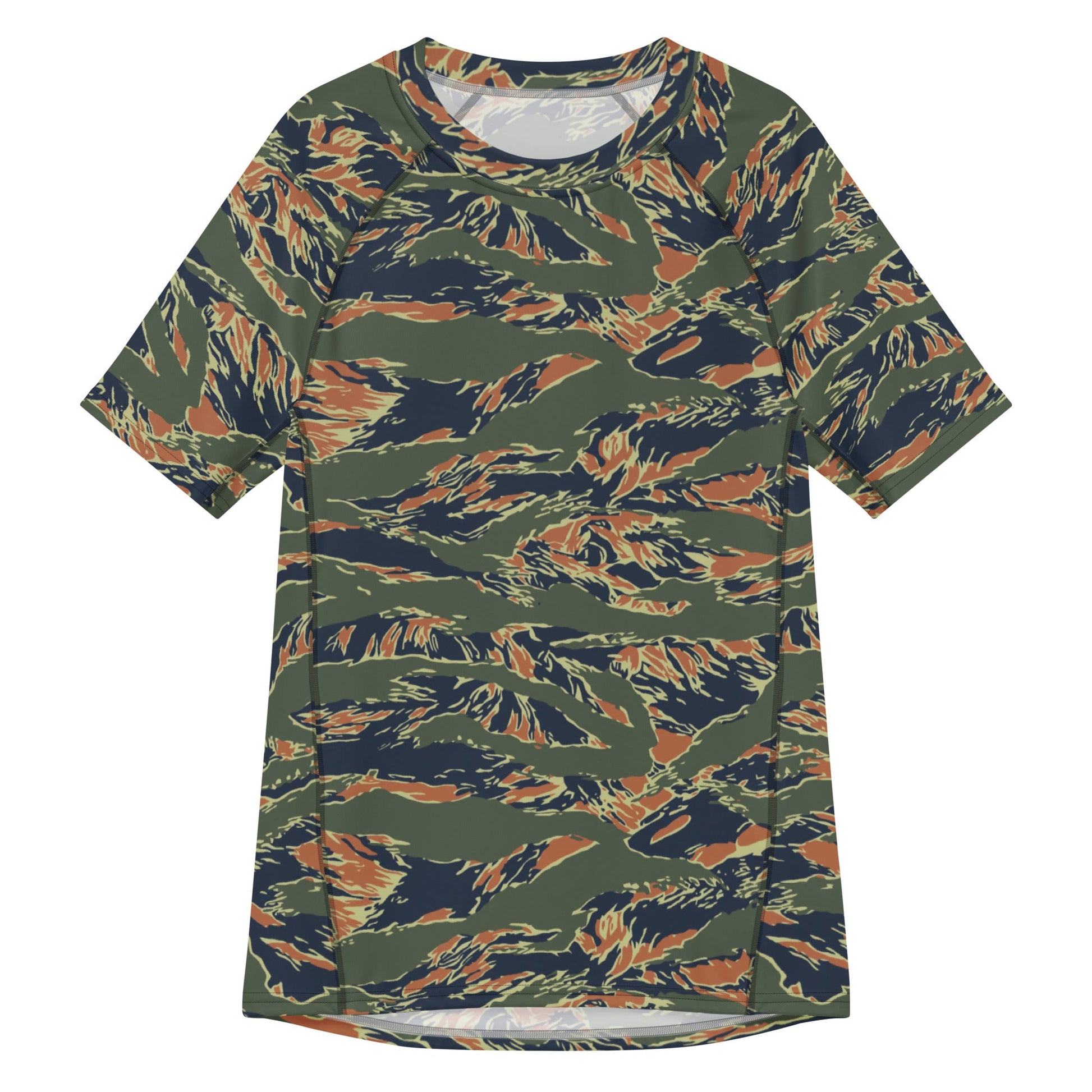 Equador Tiger Stripe Orange CAMO Mens Short-Sleeve Rash Guard - 2XS