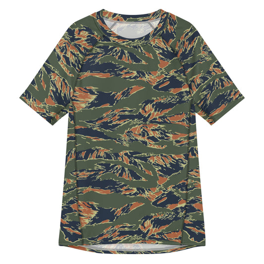 Equador Tiger Stripe Orange CAMO Mens Short-Sleeve Rash Guard - 2XS