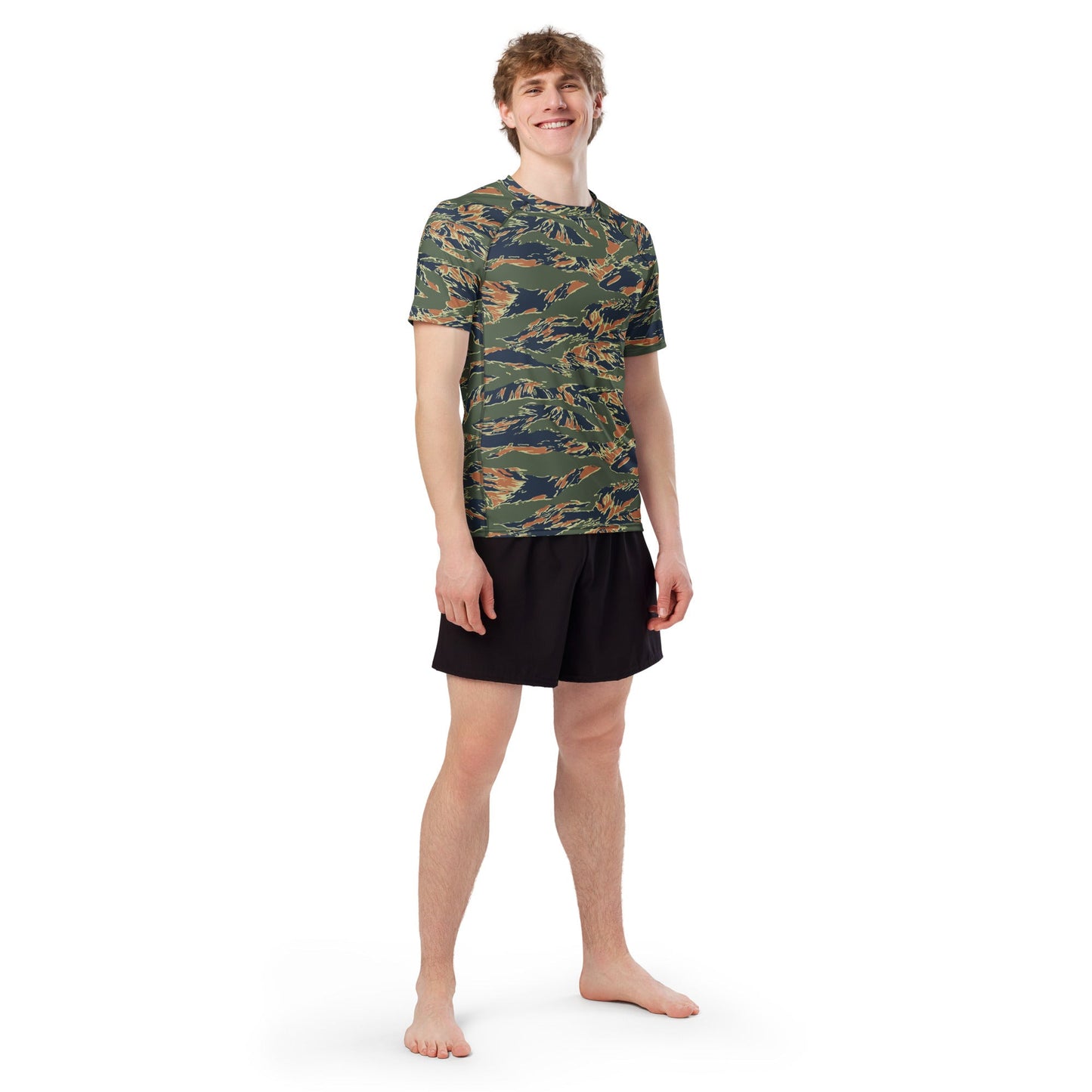Equador Tiger Stripe Orange CAMO Mens Short-Sleeve Rash Guard