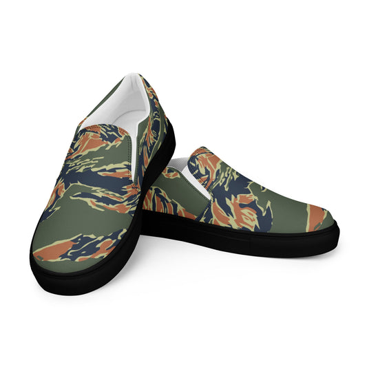 Equador Tiger Stripe Orange CAMO Mens Slip-On Canvas Shoes - 5