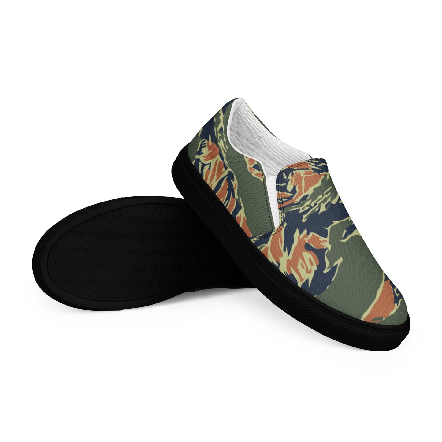 Equador Tiger Stripe Orange CAMO Mens Slip-On Canvas Shoes