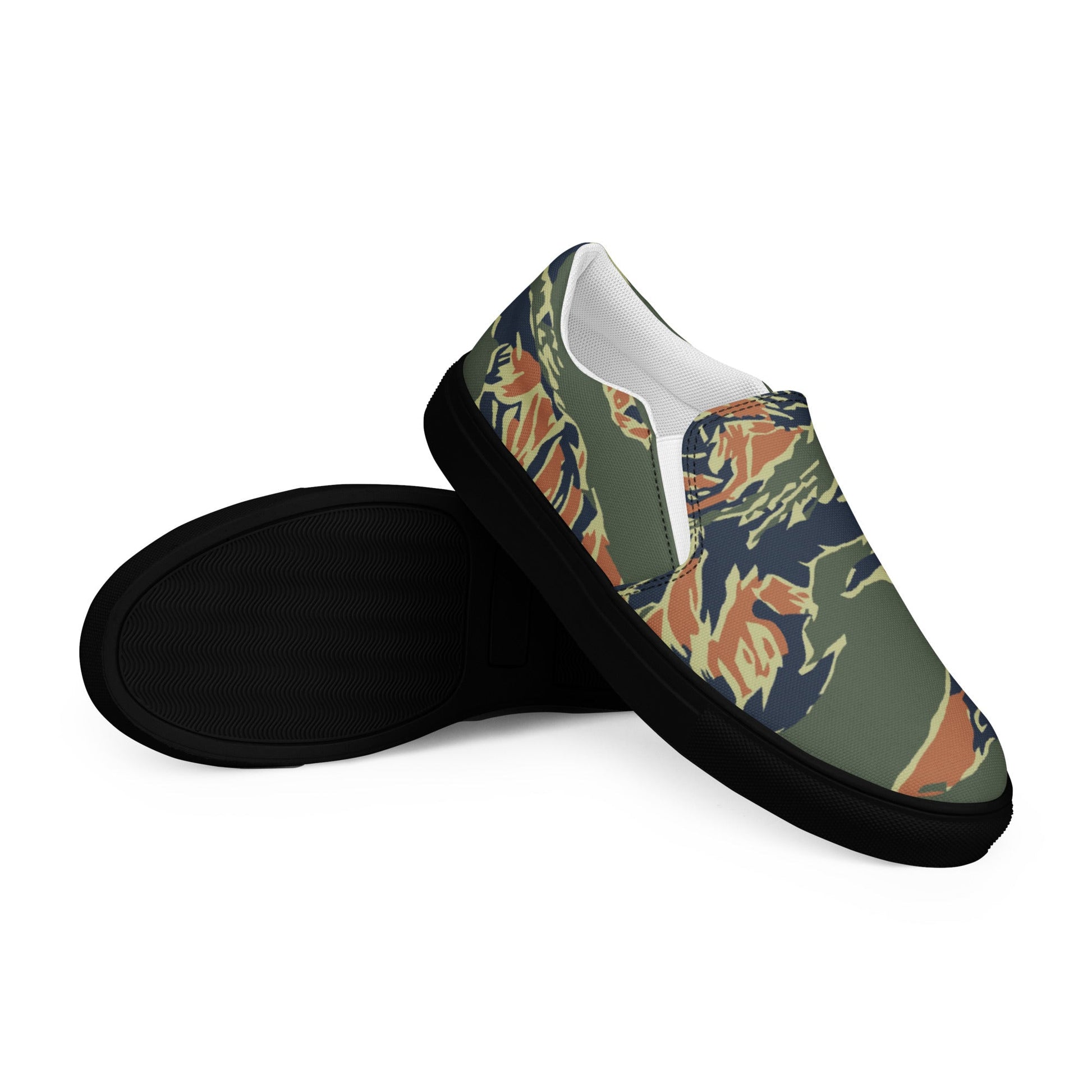 Equador Tiger Stripe Orange CAMO Mens Slip-On Canvas Shoes
