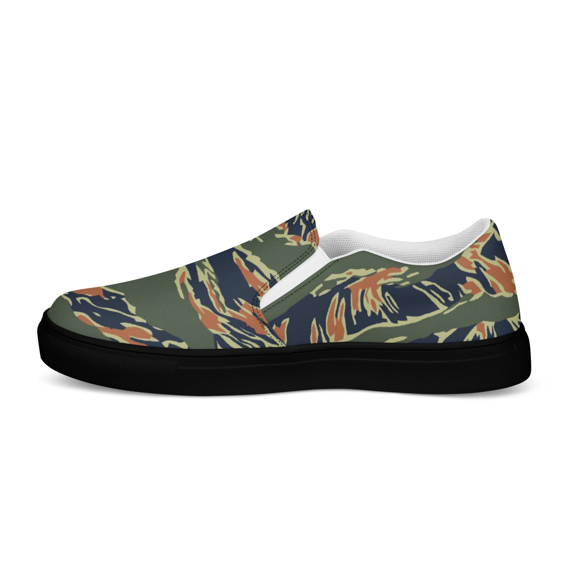 Equador Tiger Stripe Orange CAMO Mens Slip-On Canvas Shoes