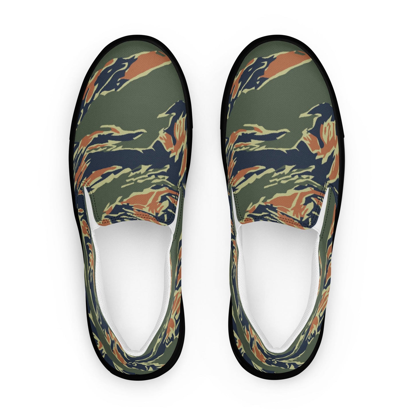 Equador Tiger Stripe Orange CAMO Mens Slip-On Canvas Shoes