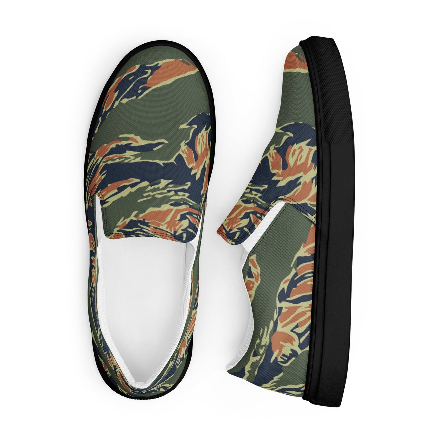 Equador Tiger Stripe Orange CAMO Mens Slip-On Canvas Shoes