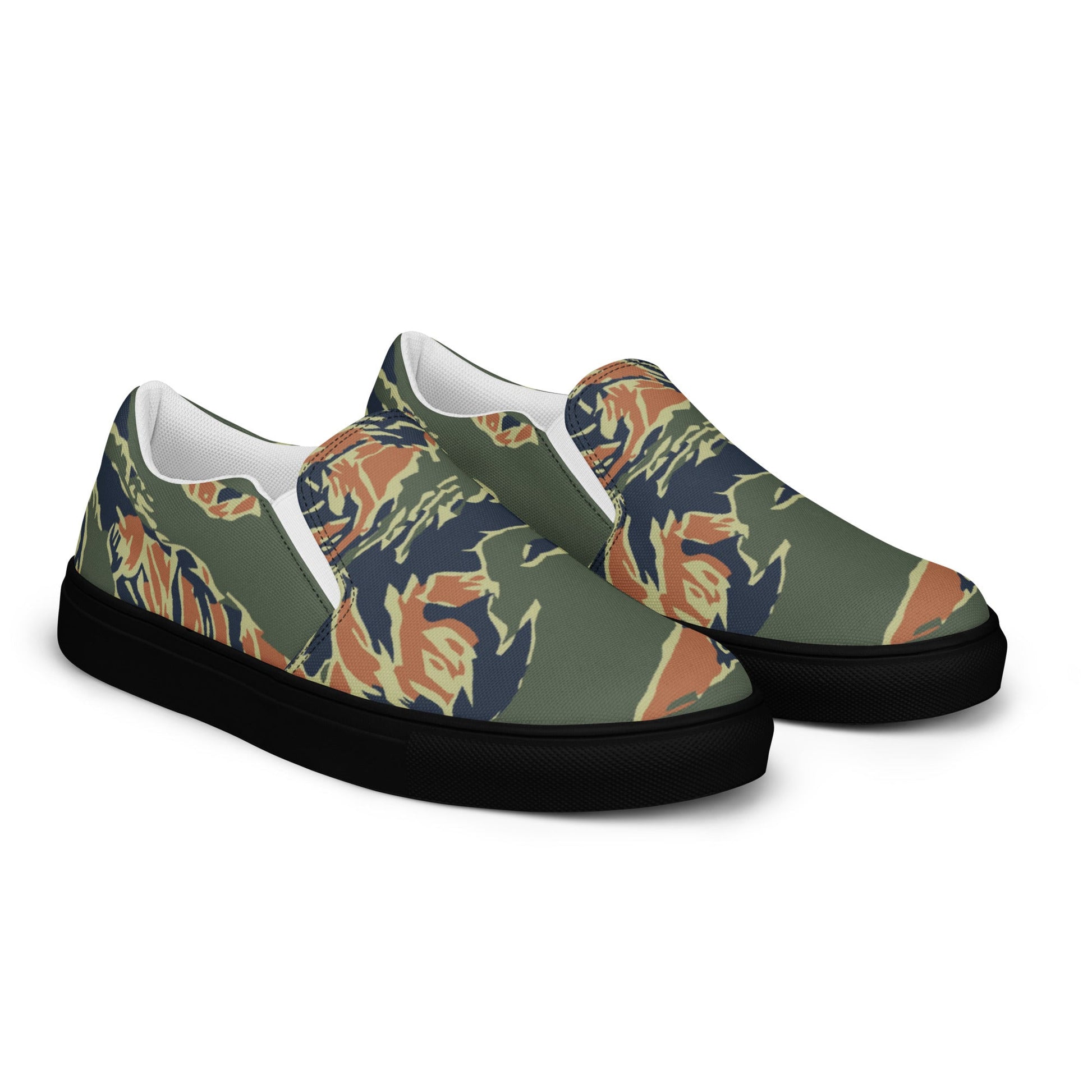 Equador Tiger Stripe Orange CAMO Mens Slip-On Canvas Shoes