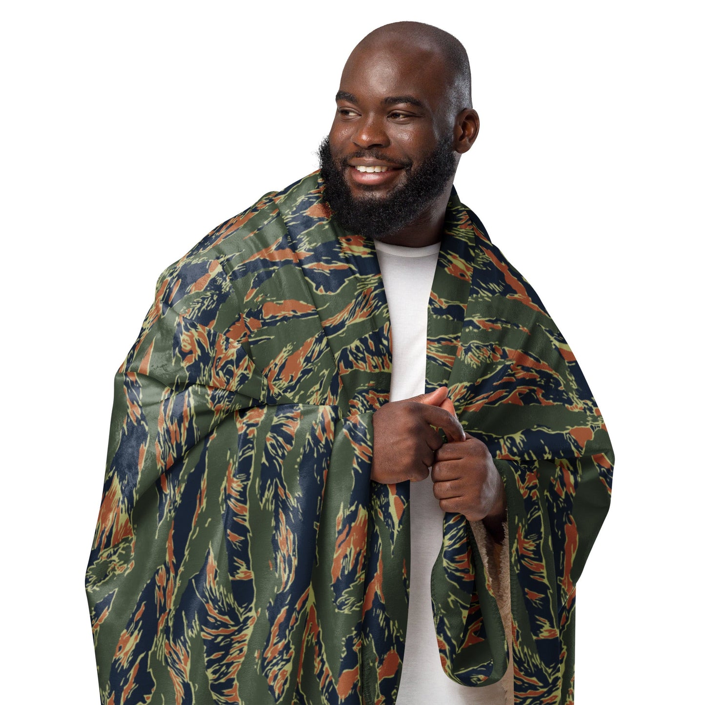 Equador Tiger Stripe Orange CAMO Sherpa Blanket