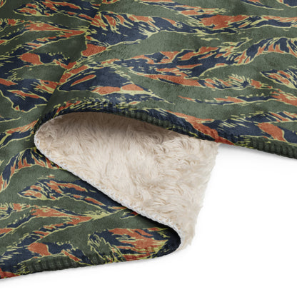 Equador Tiger Stripe Orange CAMO Sherpa Blanket