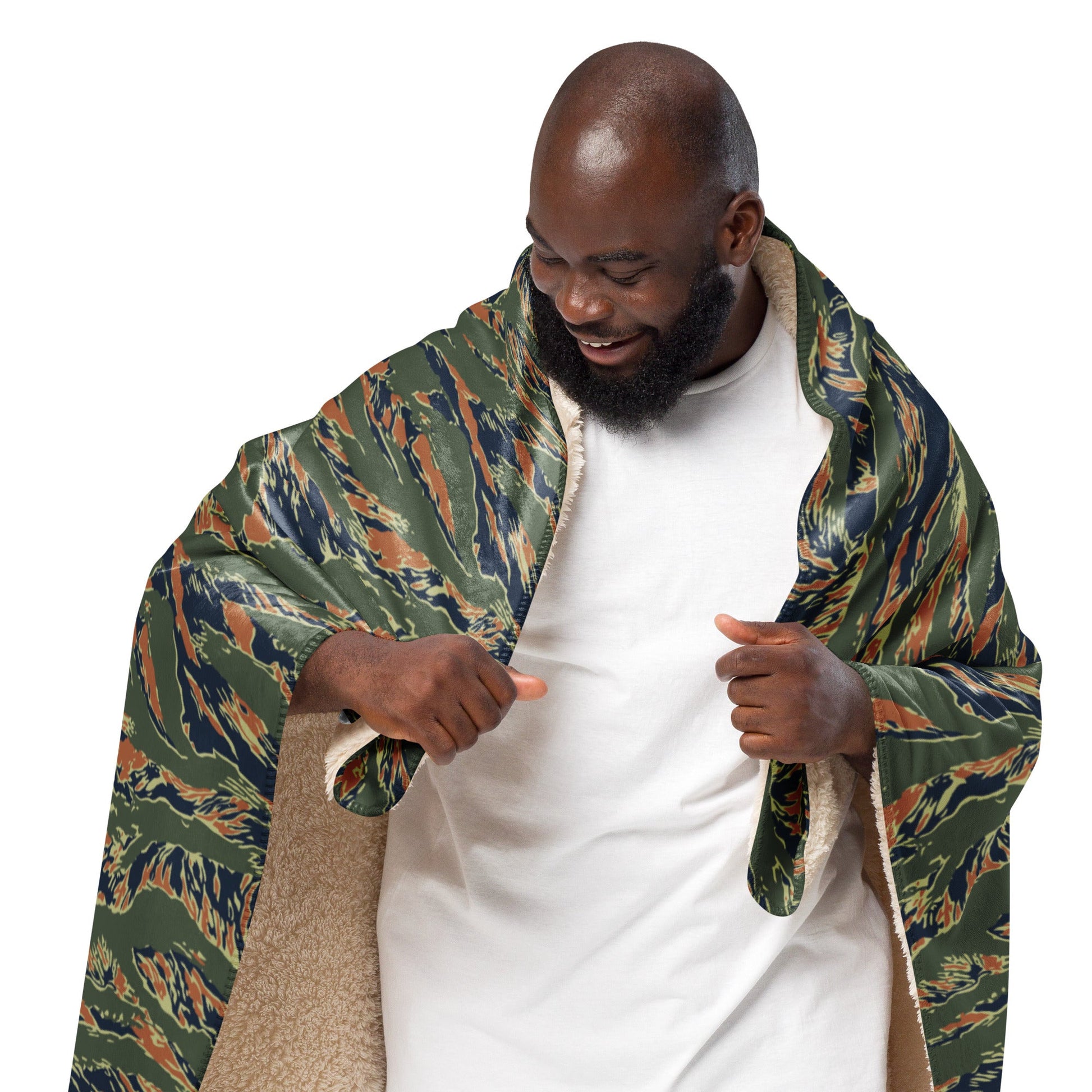 Equador Tiger Stripe Orange CAMO Sherpa Blanket
