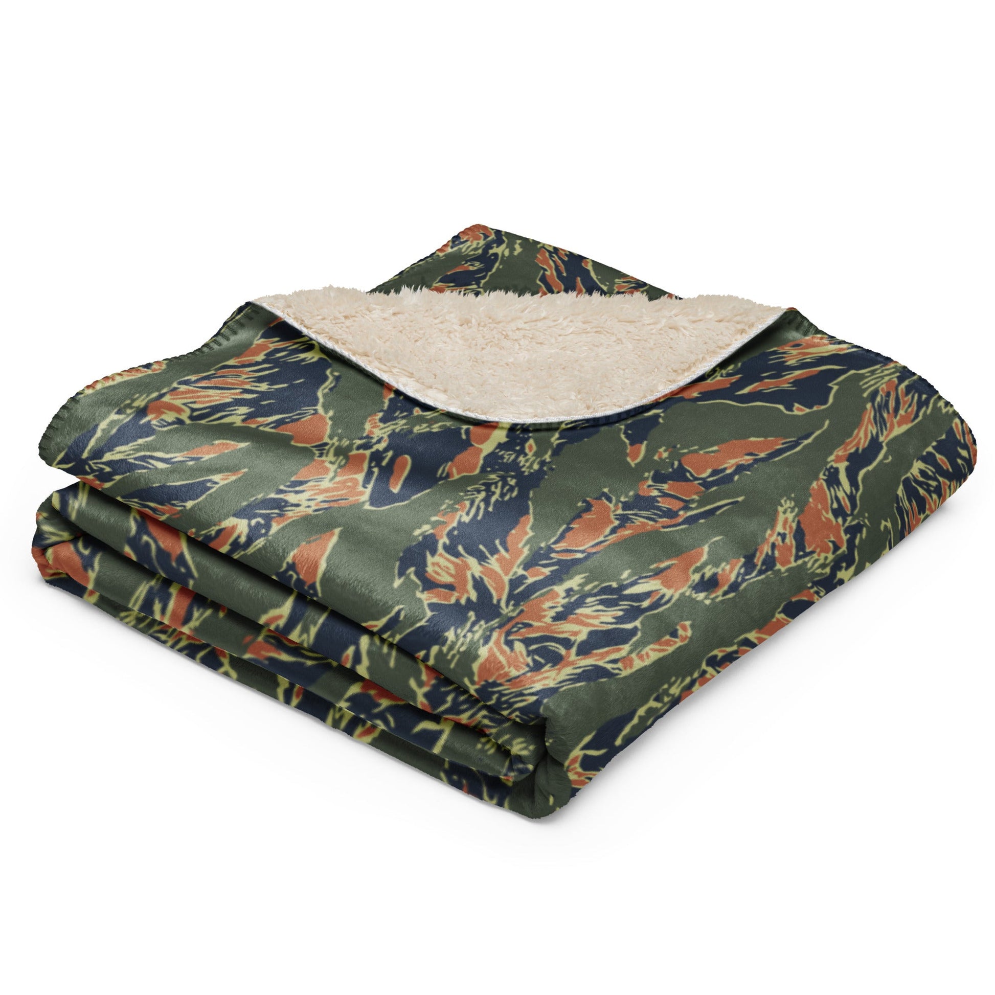 Equador Tiger Stripe Orange CAMO Sherpa Blanket