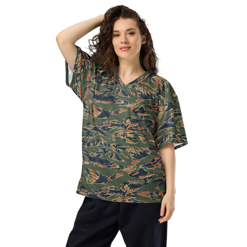 Tiger Stripe Volcanic Ember CAMO Unisex American Football Jersey