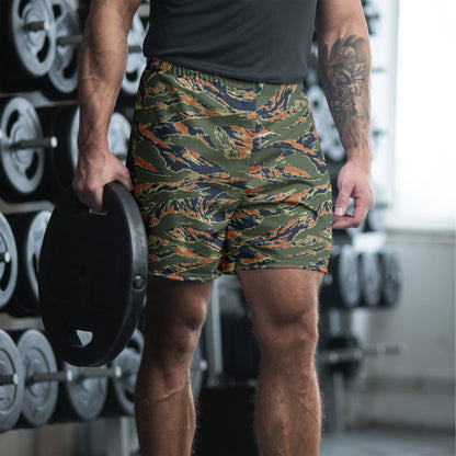 Equador Tiger Stripe Orange CAMO Unisex Athletic Long Shorts - 2XS