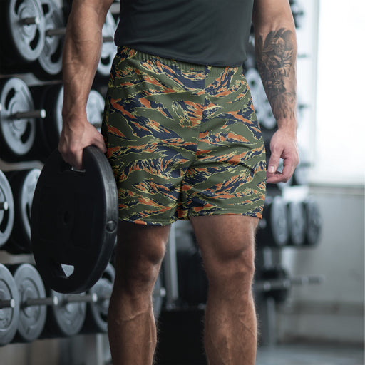 Tiger Stripe Volcanic Ember CAMO Unisex Athletic Long Shorts - 2XS