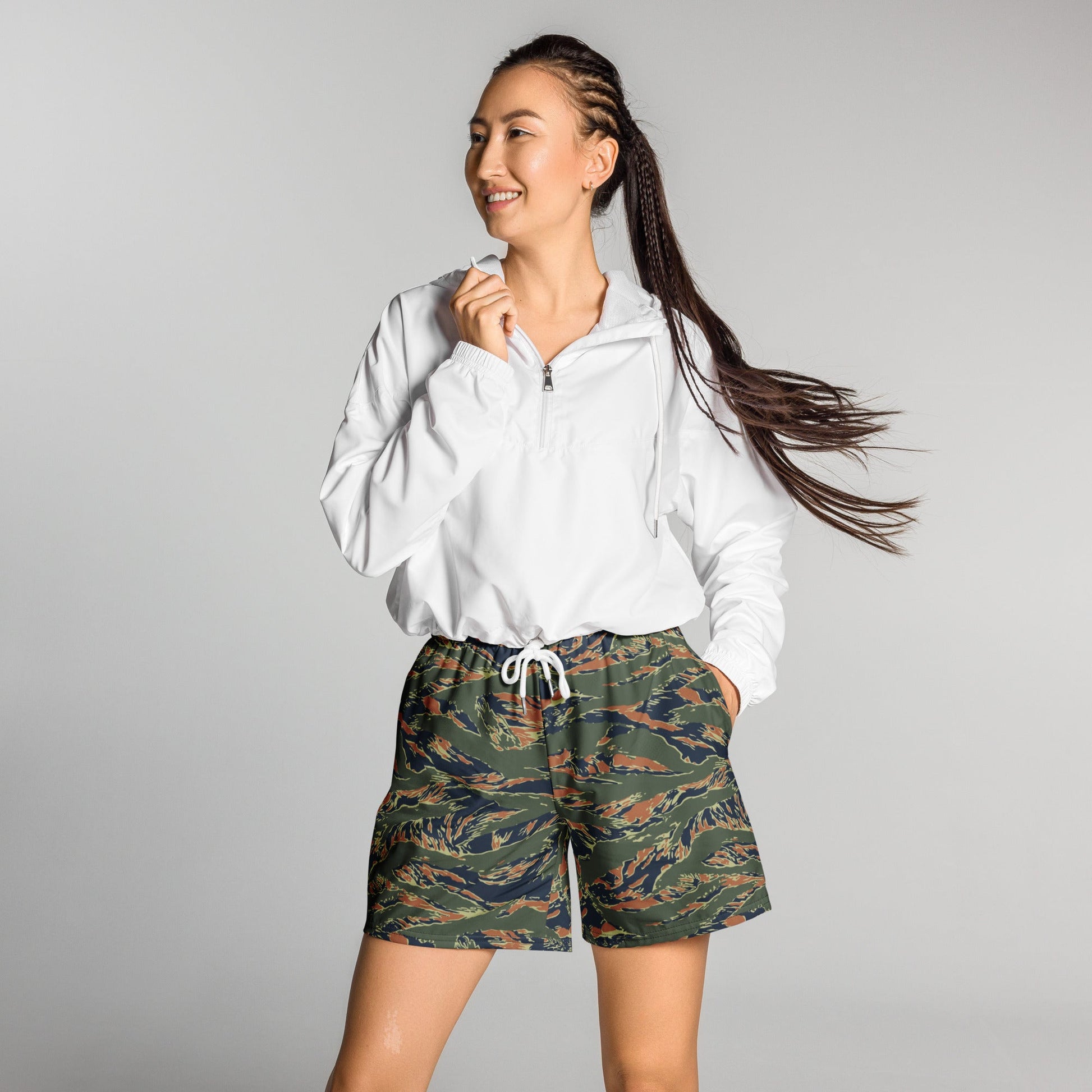 Equador Tiger Stripe Orange CAMO Unisex Athletic Long Shorts