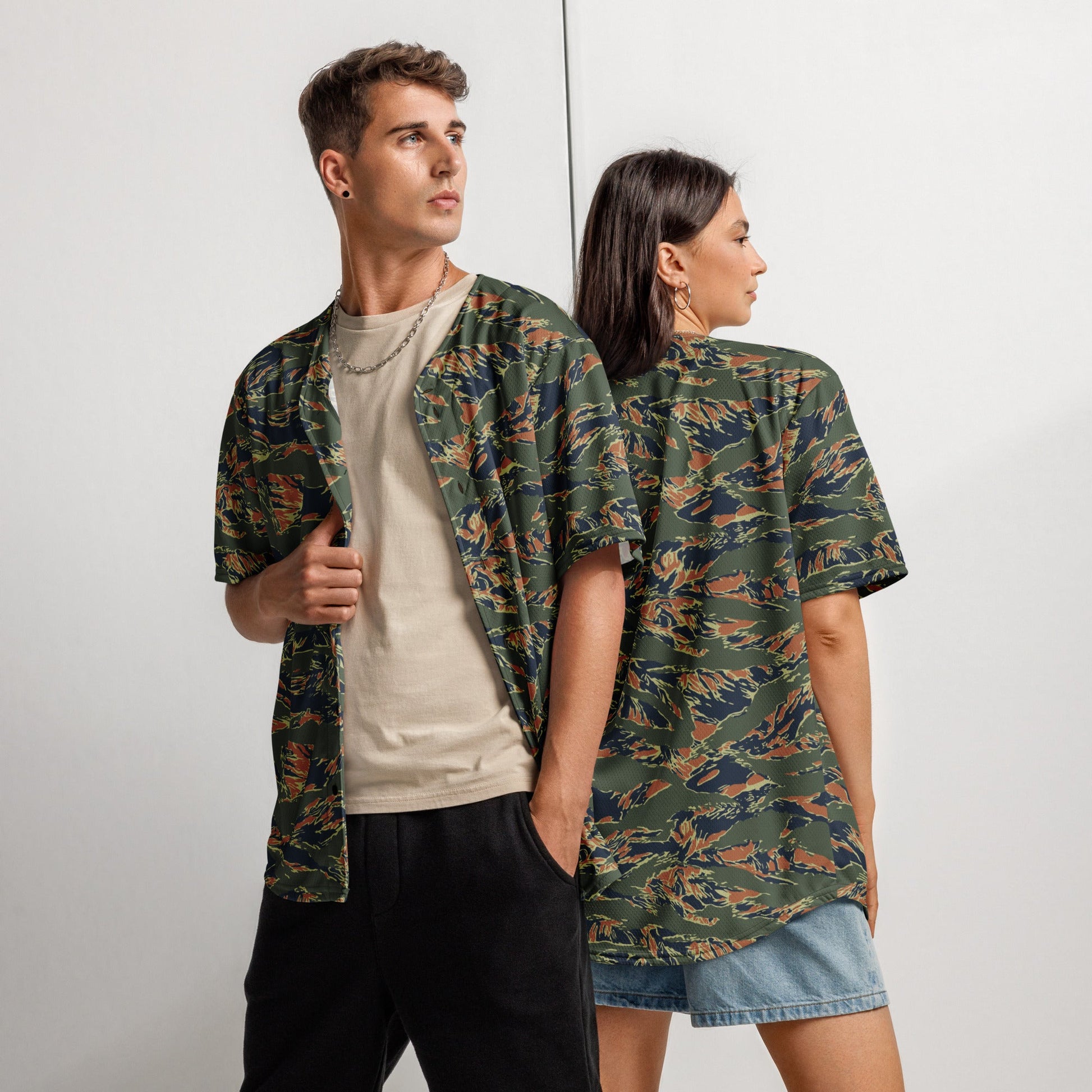 Equador Tiger Stripe Orange CAMO Unisex Baseball Jersey - 2XS