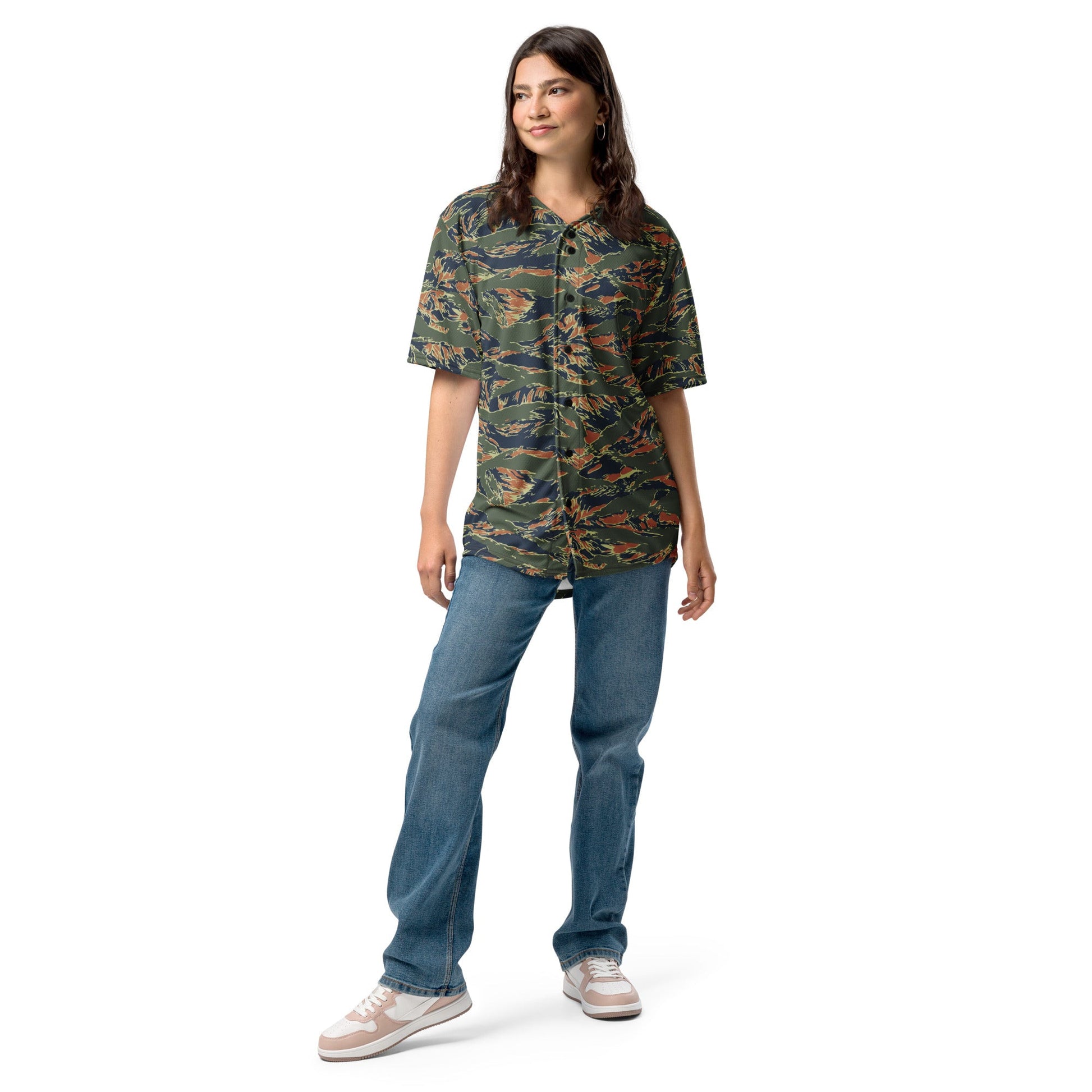 Equador Tiger Stripe Orange CAMO Unisex Baseball Jersey