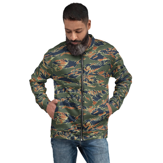 Equador Tiger Stripe Orange CAMO Unisex Bomber Jacket - XS