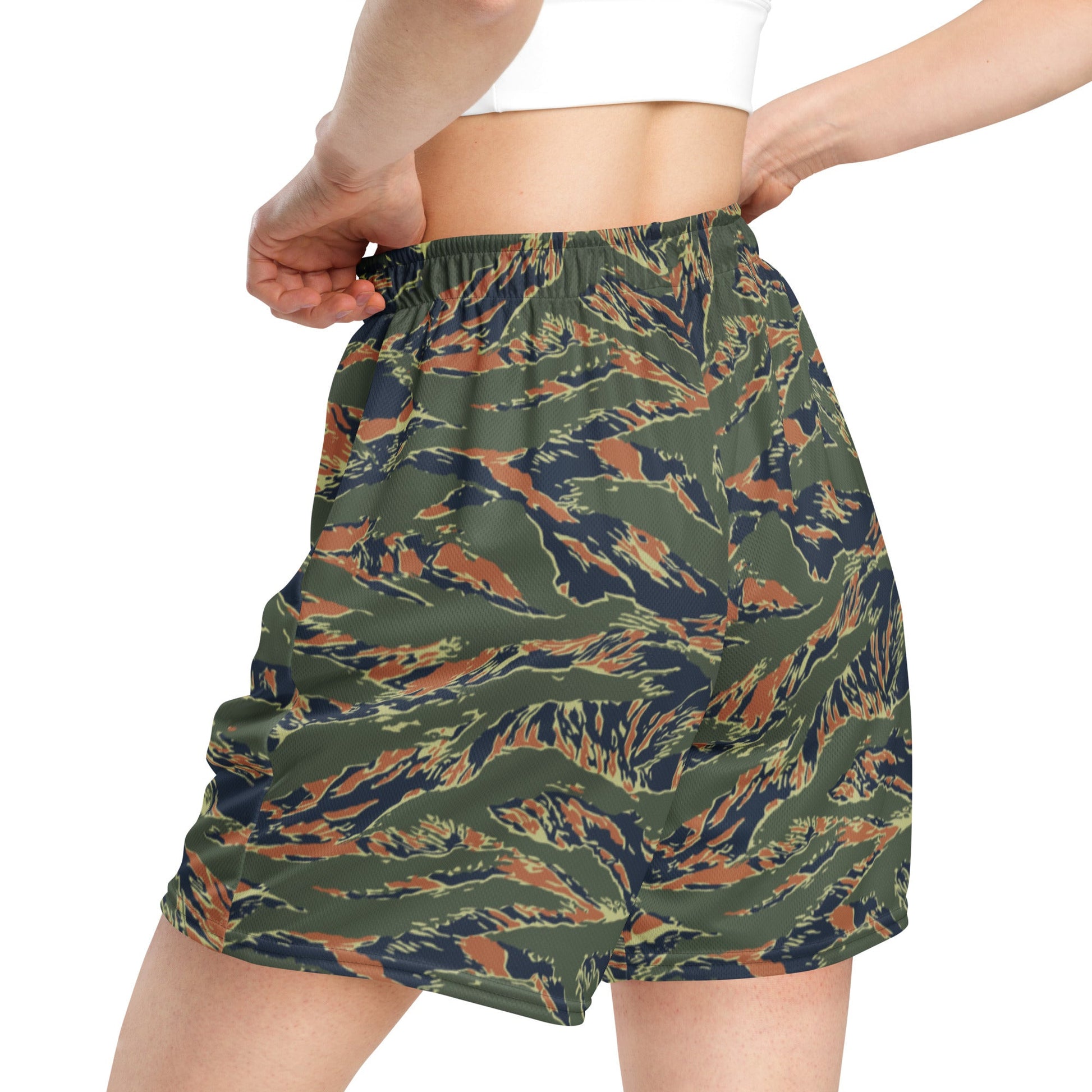 Equador Tiger Stripe Orange CAMO Unisex Mesh Shorts