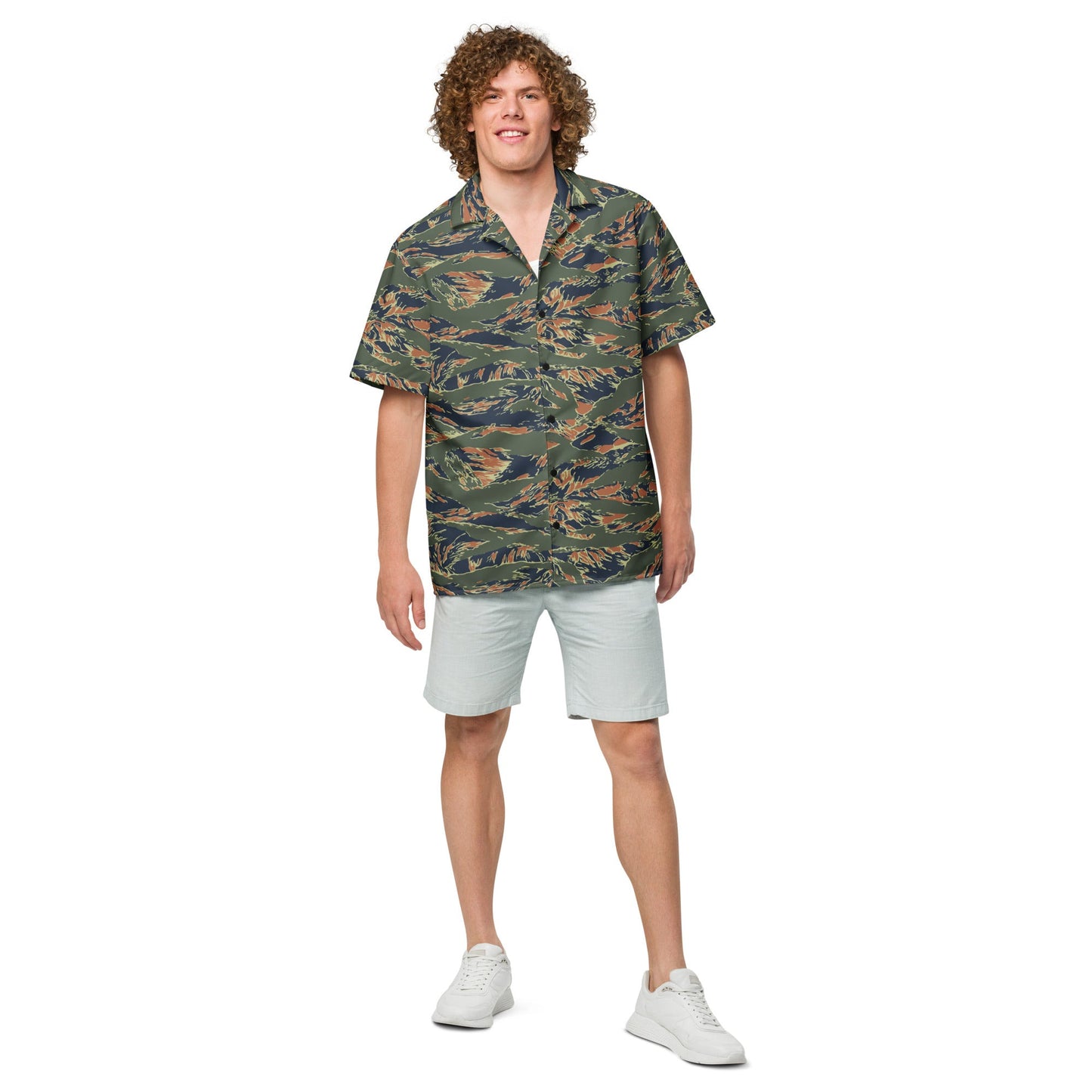 Equador Tiger Stripe Orange CAMO Unisex Short-Sleeve Button Shirt
