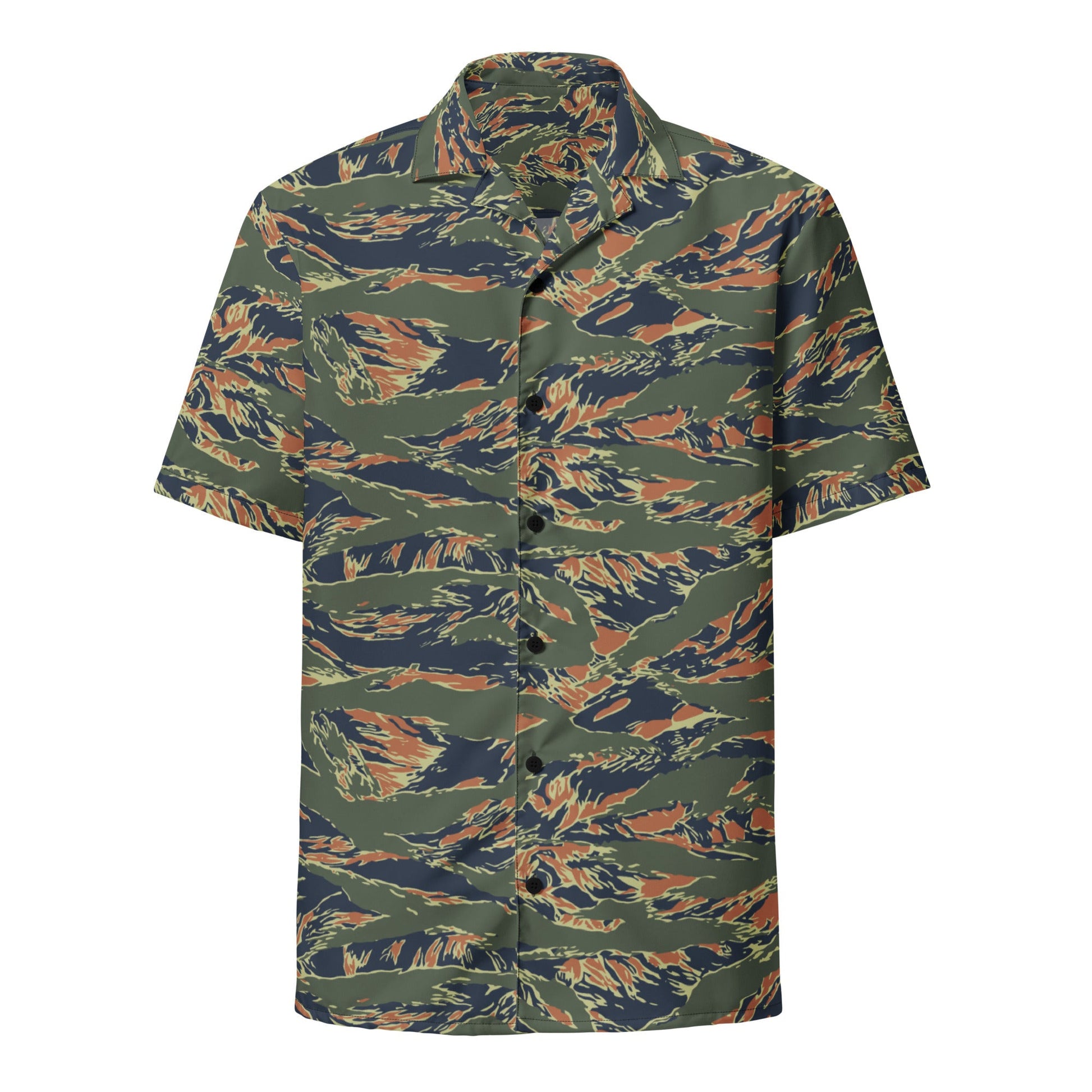 Equador Tiger Stripe Orange CAMO Unisex Short-Sleeve Button Shirt