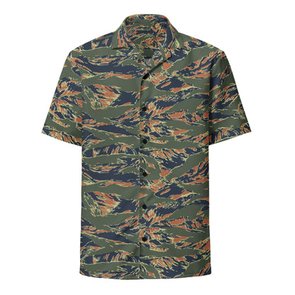 Equador Tiger Stripe Orange CAMO Unisex Short-Sleeve Button Shirt
