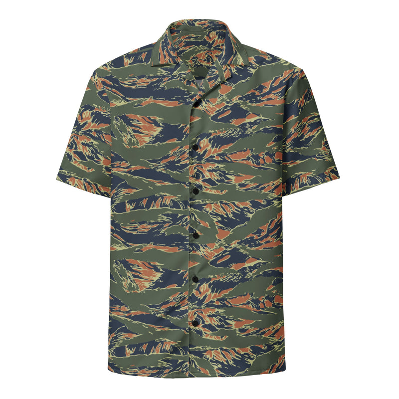 Tiger Stripe Volcanic Ember CAMO Unisex Short-Sleeve Button Shirt - Button-Up