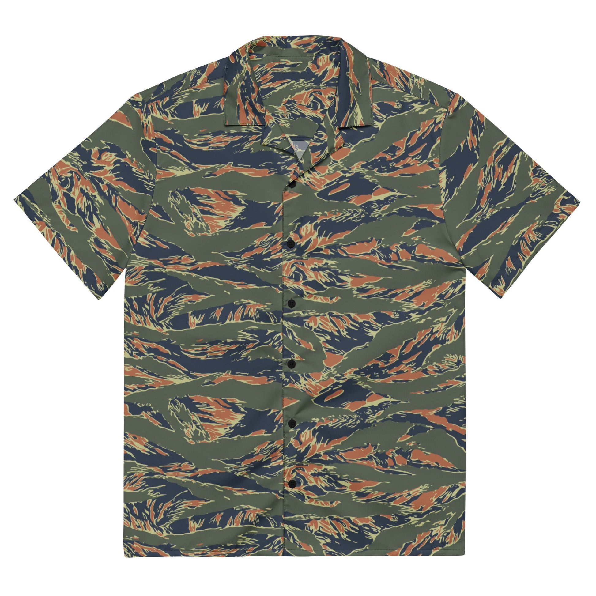 Equador Tiger Stripe Orange CAMO Unisex Short-Sleeve Button Shirt