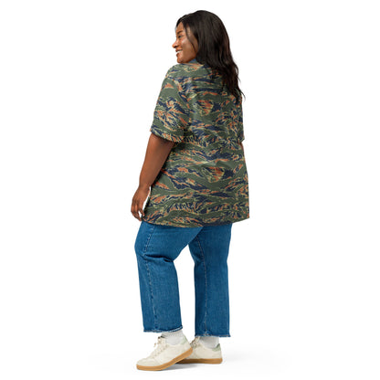 Equador Tiger Stripe Orange CAMO Unisex Short-Sleeve Button Shirt