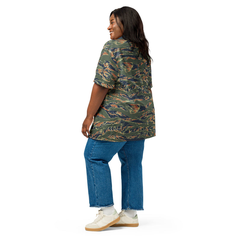 Tiger Stripe Volcanic Ember CAMO Unisex Short-Sleeve Button Shirt - Button-Up