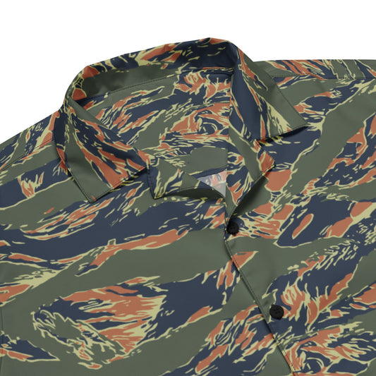 Equador Tiger Stripe Orange CAMO Unisex Short-Sleeve Button Shirt