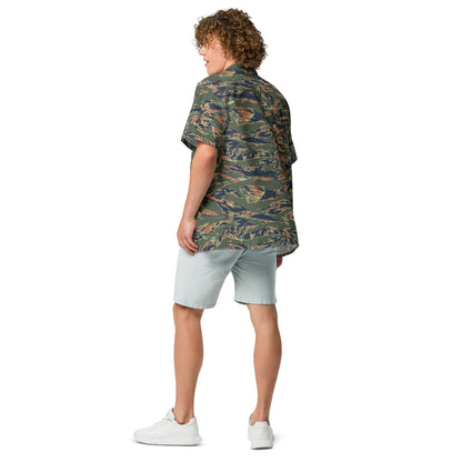 Equador Tiger Stripe Orange CAMO Unisex Short-Sleeve Button Shirt