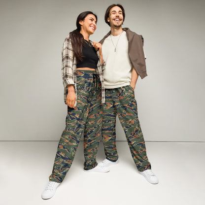 Equador Tiger Stripe Orange CAMO Unisex Wide-Leg Joggers - 2XS