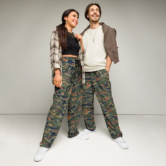 Equador Tiger Stripe Orange CAMO Unisex Wide-Leg Joggers - 2XS