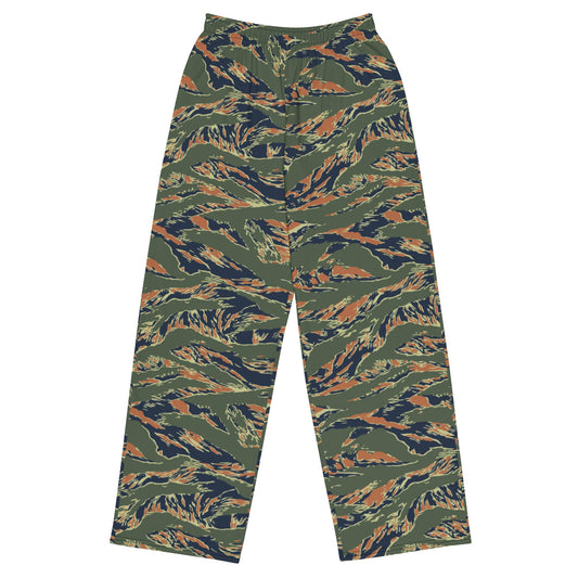 Equador Tiger Stripe Orange CAMO Unisex Wide-Leg Leisure Pants - 2XS