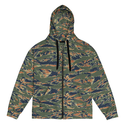 Equador Tiger Stripe Orange CAMO Unisex Zip Hoodie - 2XS