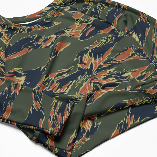Equador Tiger Stripe Orange CAMO Womens Long-Sleeve Crop Top