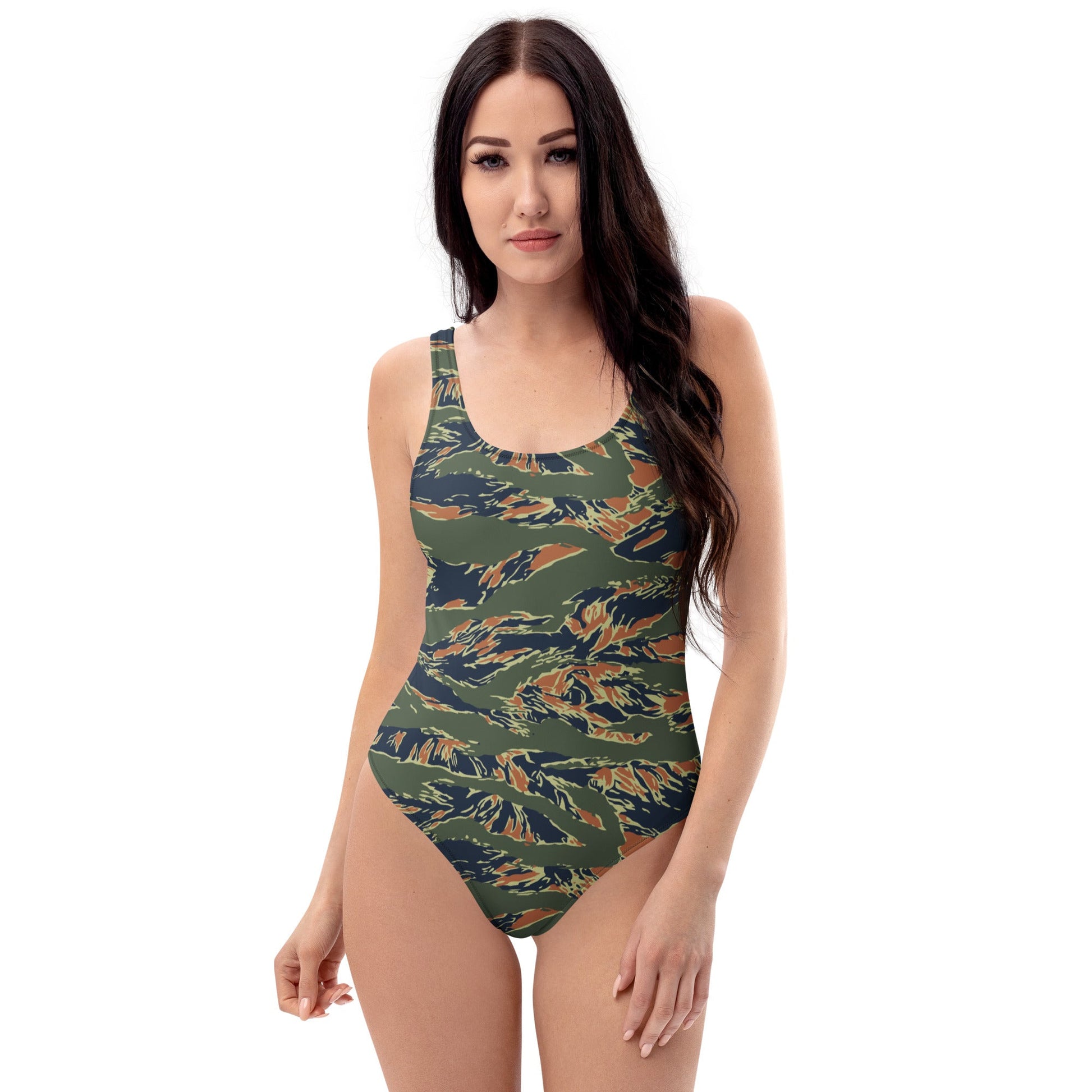 Equador Tiger Stripe Orange CAMO Womens One-Piece Swimsuit - XS