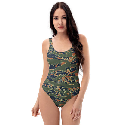 Equador Tiger Stripe Orange CAMO Womens One-Piece Swimsuit - XS