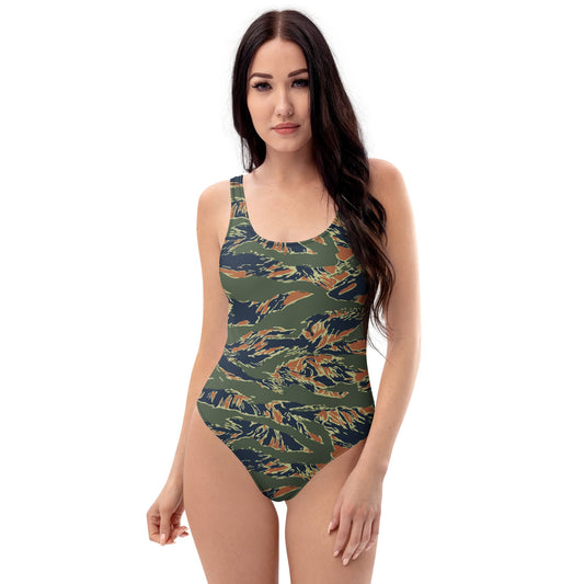 Equador Tiger Stripe Orange CAMO Womens One-Piece Swimsuit - XS