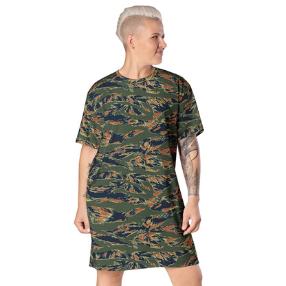 Equador Tiger Stripe Orange CAMO Womens T-Shirt Dress