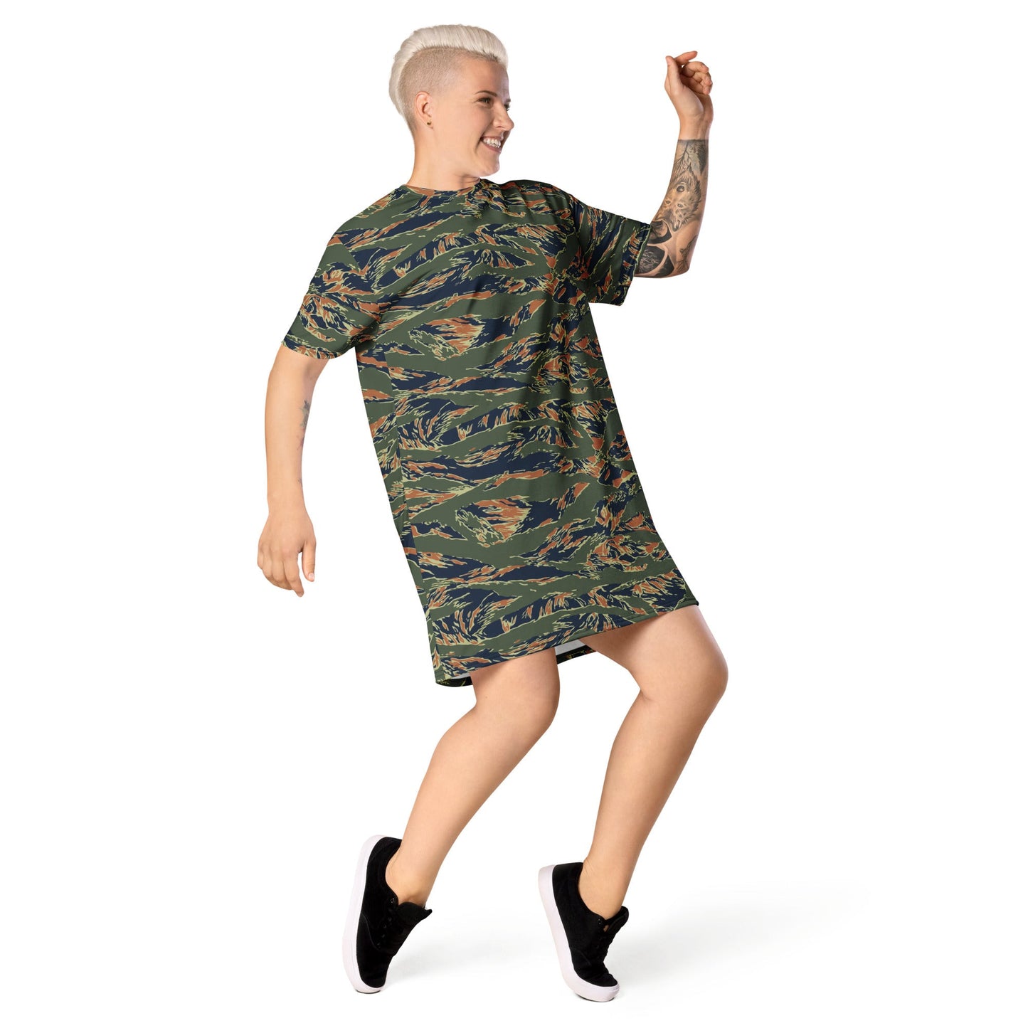 Equador Tiger Stripe Orange CAMO Womens T-Shirt Dress