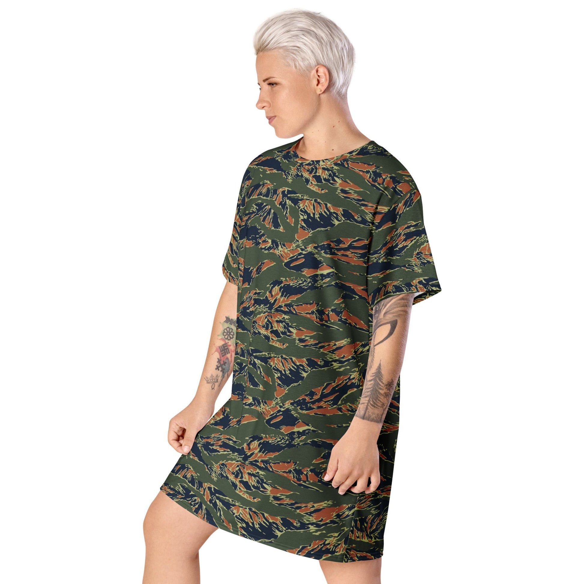 Equador Tiger Stripe Orange CAMO Womens T-Shirt Dress