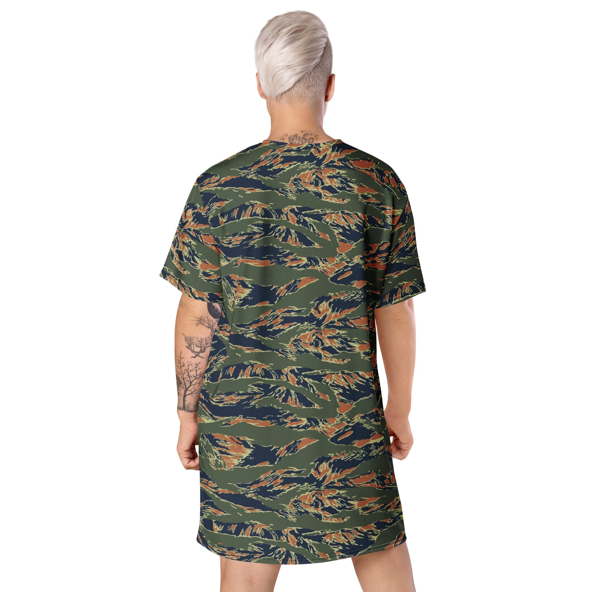 Equador Tiger Stripe Orange CAMO Womens T-Shirt Dress