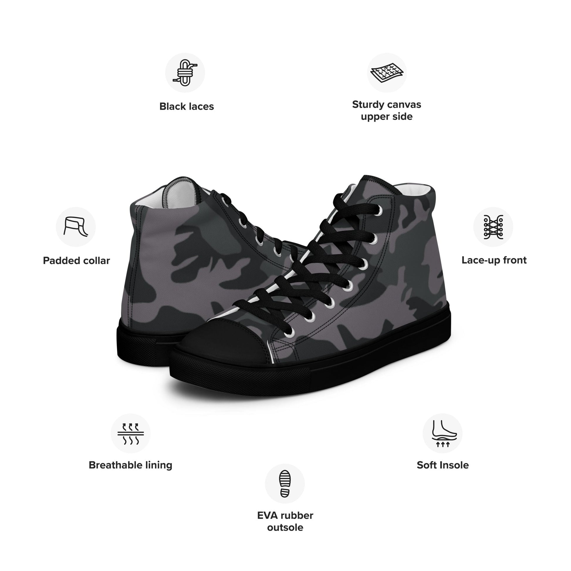 ERDL Black Urban CAMO Mens high top canvas shoes - High Top Canvas Shoes