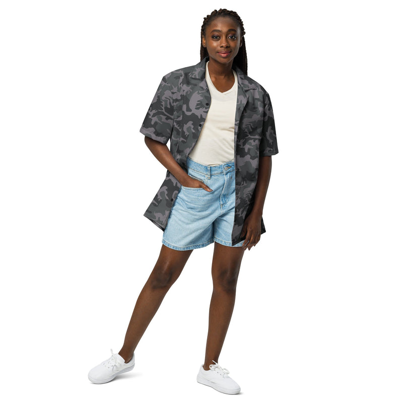 ERDL Black Urban CAMO Unisex Short-Sleeve Button Shirt - Button-Up