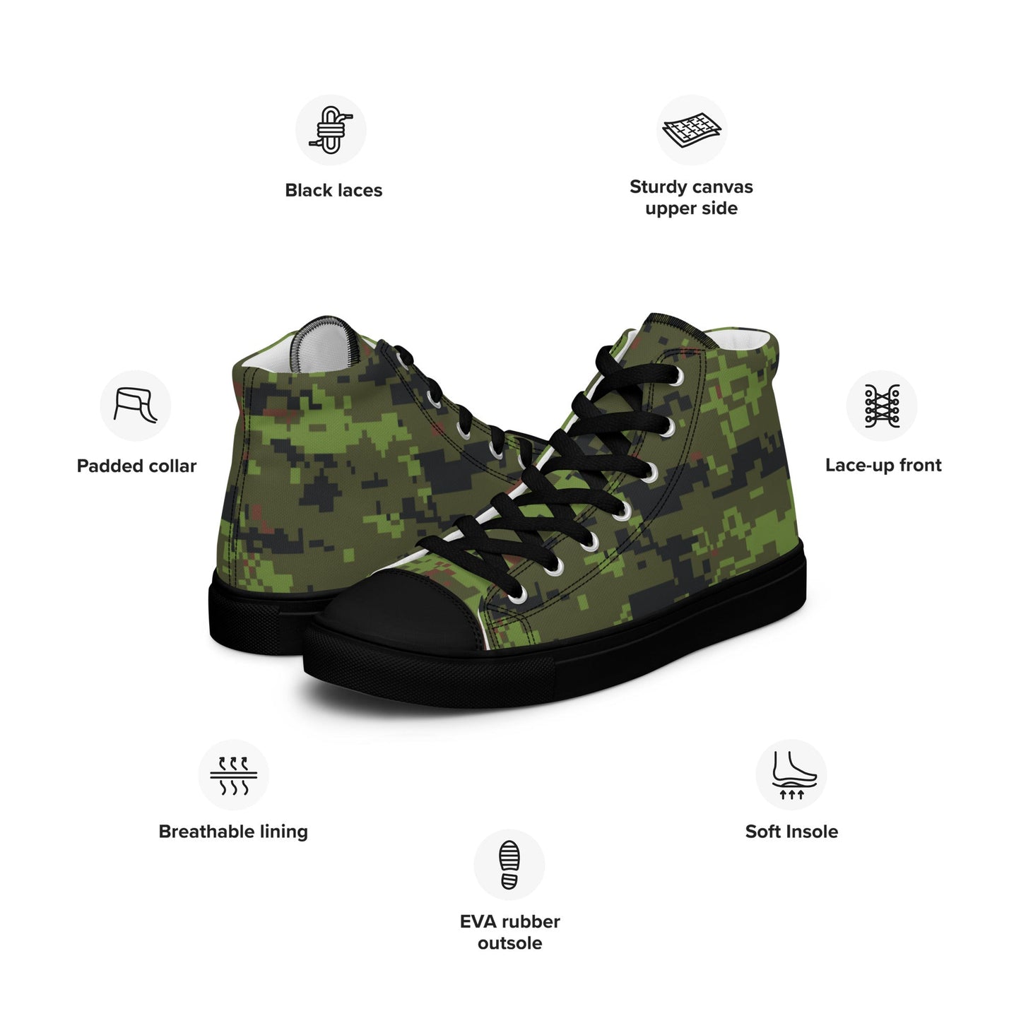 Estonian Digital CAMO Mens high top canvas shoes - High Top Canvas Shoes