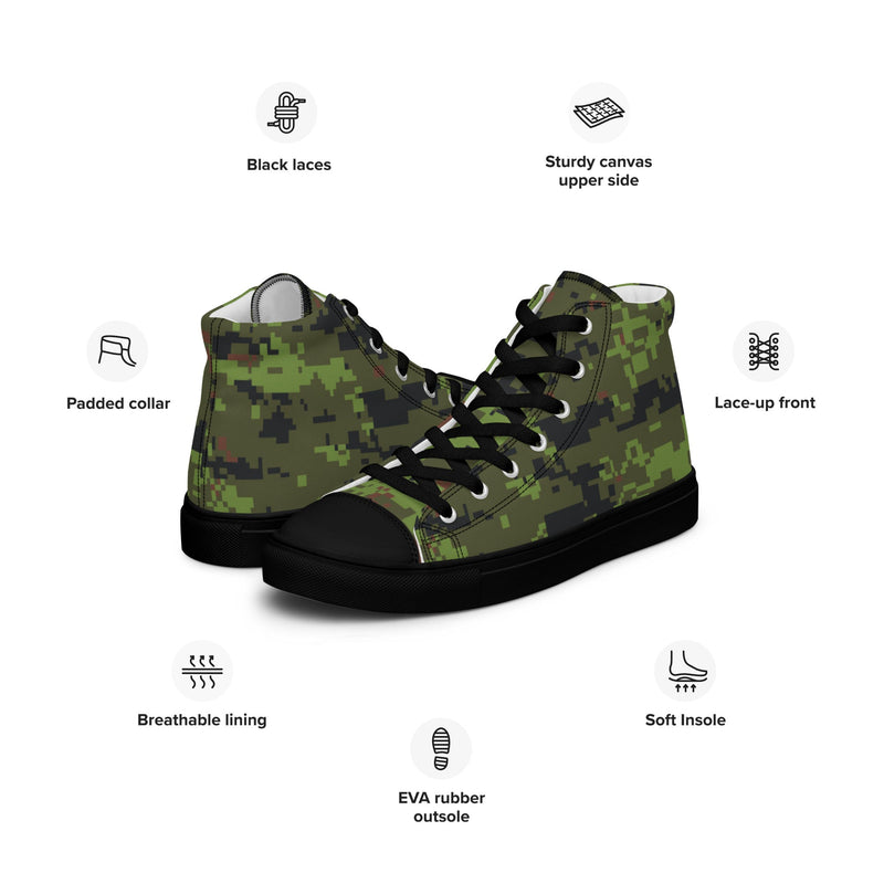 Digital Baltic Woodland CAMO Mens High-Top Canvas Shoes